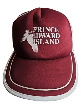 Vintage Prince Edward Island Trucker Hat Maroon Adult Snapback Adjustable